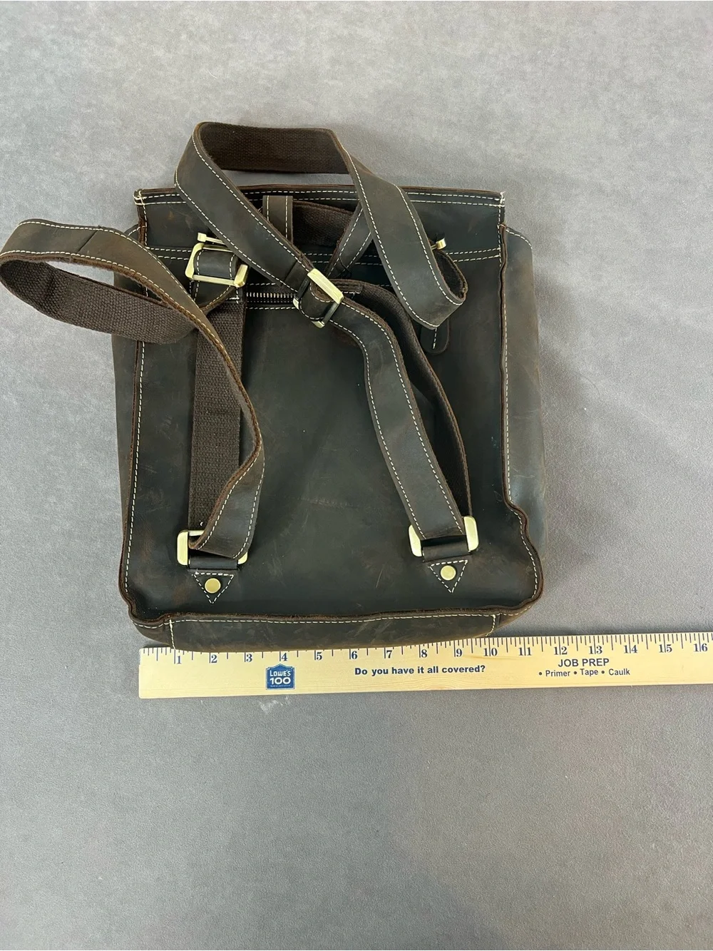 & Other Stories Distressed Brown Leather Messenger Bag